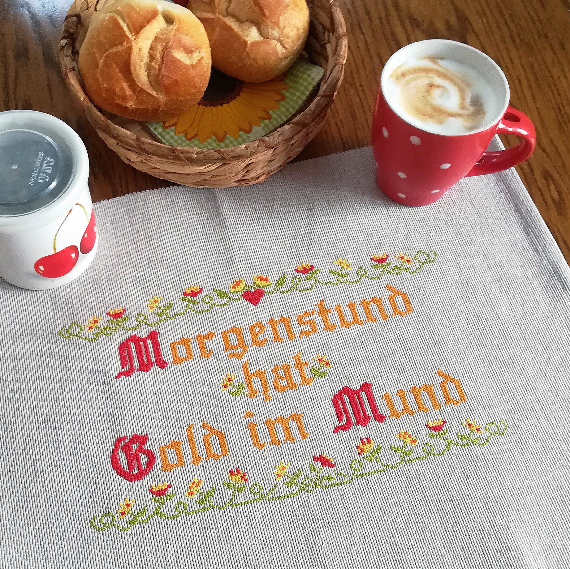 Wandspruch Morgenstund hat Gold