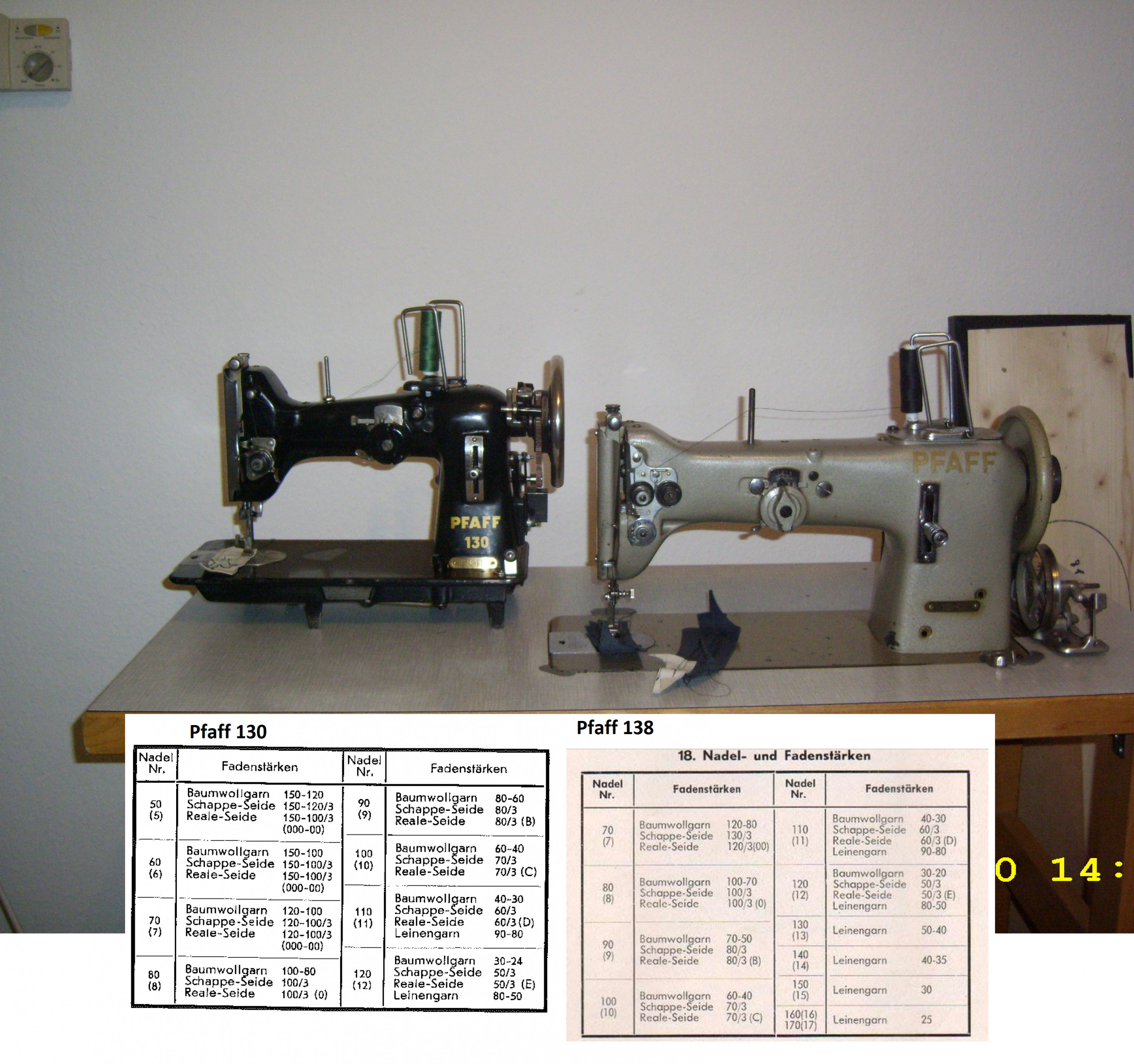 Nadelstärke der Pfaff 130 und der Pfaff 138-6-U .