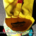 Kinderrucksack Lieselotte von LiebEling, ergänzt um kleinen Geldbeutel, der innen mit Druckknöpfen befestigt ist